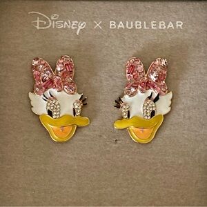 NWTIB Disney X Baublebar Daisy Duck stud earrings with pink crystal bows